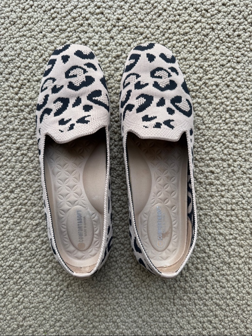 Neutral Leopard Knit Slip-On Flats